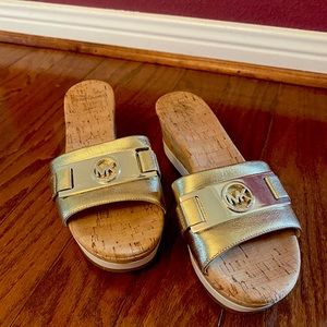 Gold Michael Kors slides.  NWOT